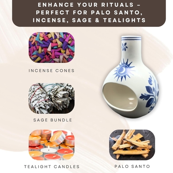 Ceramic Palo Santo/ Incense Burner ☀️🌙 - Picture 3 of 4